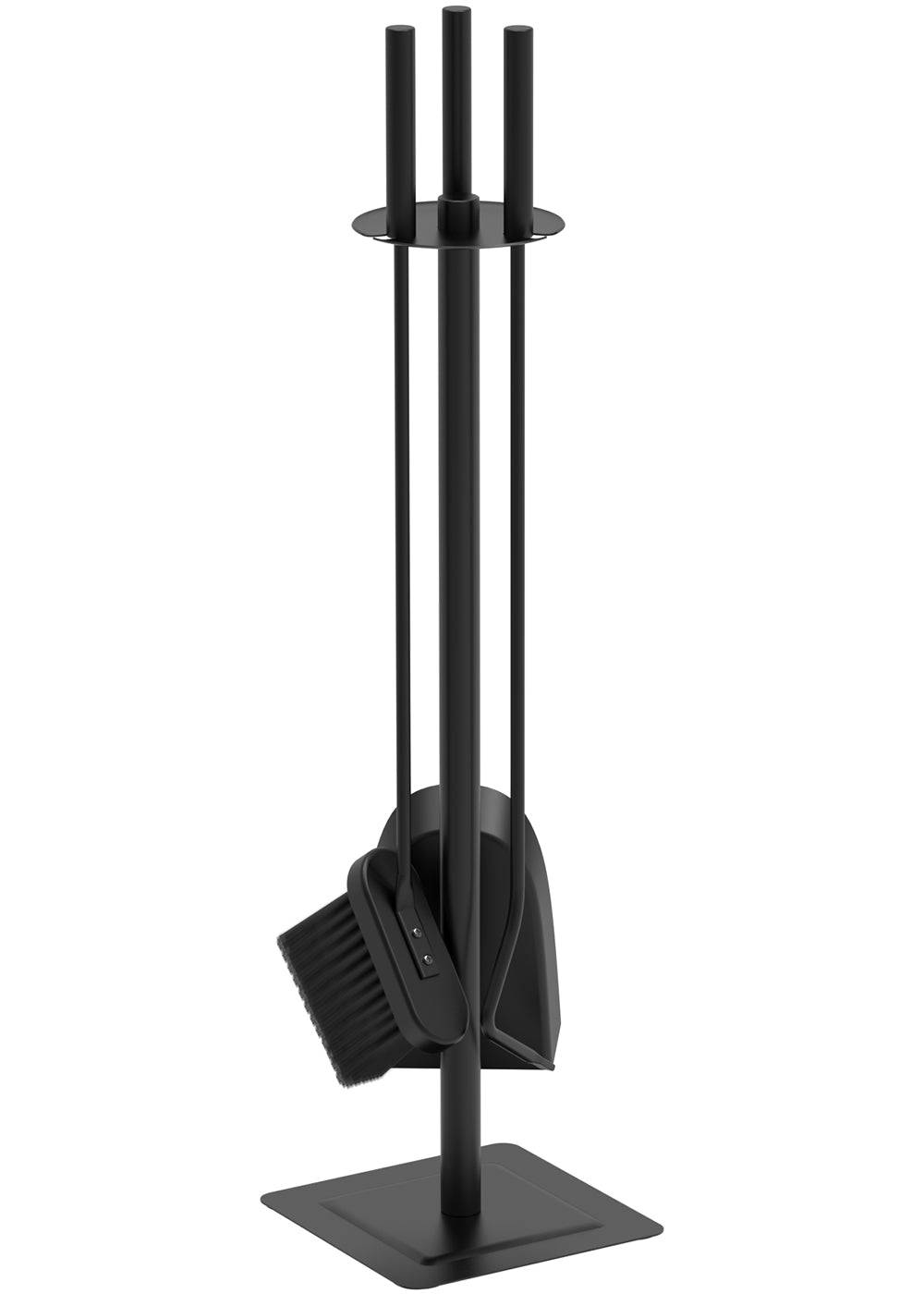 Serviteur de cheminée ensemble 4 pieces en metal noir - Image 1