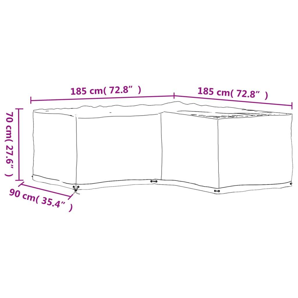 Housse pour Salon de Jardin d'Angle en L PE Imperméable Protection UV pour Canapé d'Extérieur Noir 185x185x70cm – ComfortXL Outdoor Living - Image 10