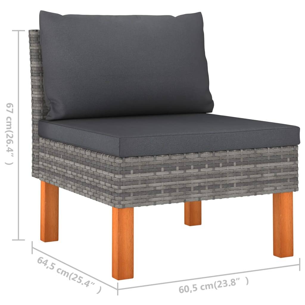 Helloshop26 - Salon de jardin meuble d'extérieur ensemble de mobilier 4 pièces avec coussins résine tressée gris - Image 7