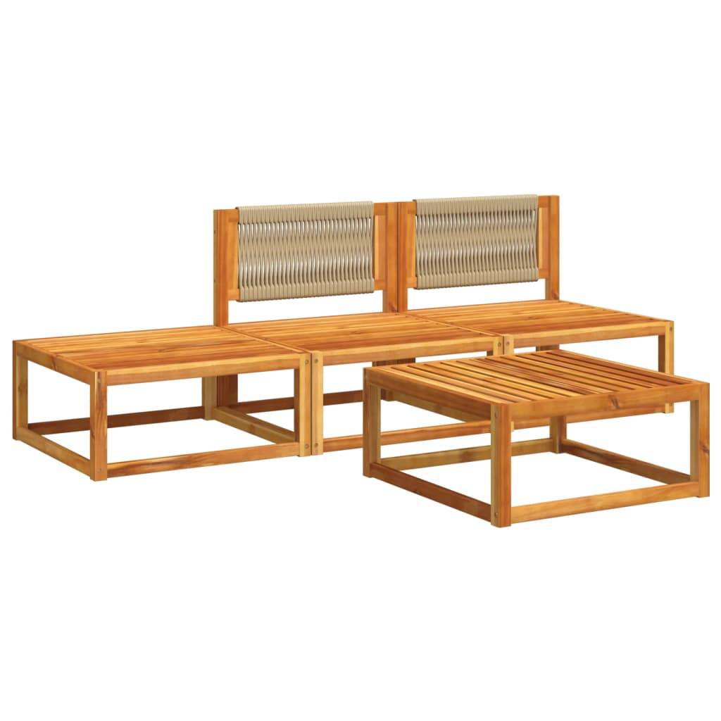 Ensemble de canapés de jardin | Canapé D'extérieur | Sofa De Jardin 4 pièces avec coussins en bois d'acacia et corde Maison Chic - Image 3