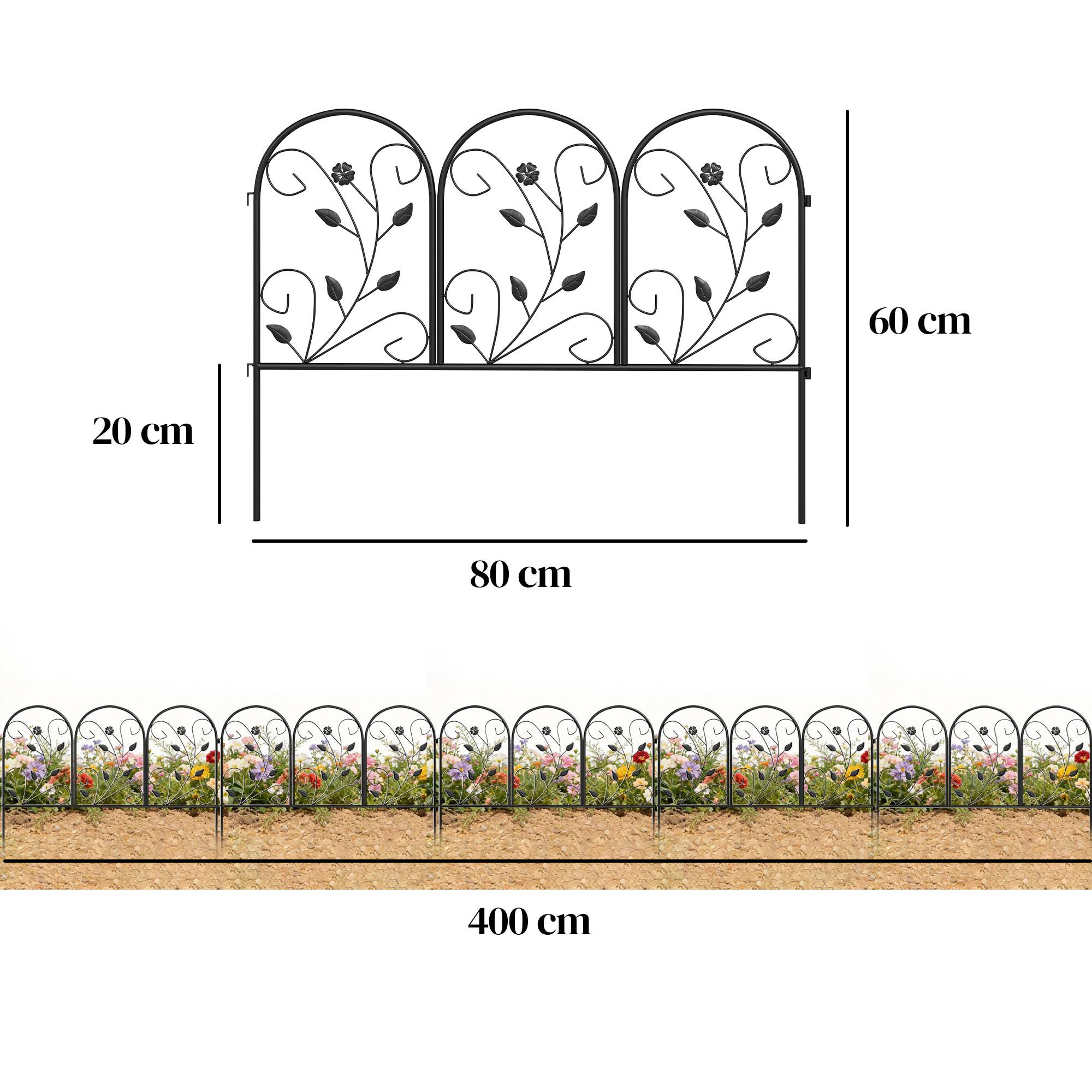 Clôture de Jardin Décorative 5 Panneaux de 80x60 cm pour Animaux Fleurs Patio, Panneaux de Clôture Antirouille, Noir - Image 5
