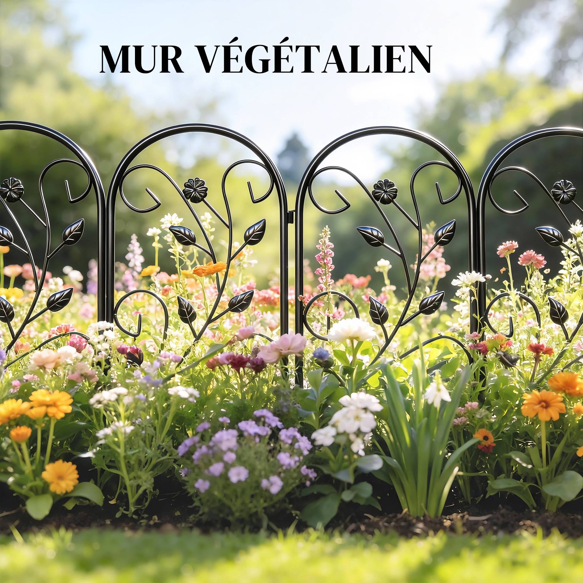 Clôture de Jardin Décorative 5 Panneaux de 80x60 cm pour Animaux Fleurs Patio, Panneaux de Clôture Antirouille, Noir - Image 9