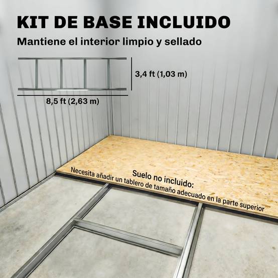 Remise de jardin 4,9 m² 277x195x192 cm 2 portes coulissantes base renforcée sol non inclus gris foncé - Image 8