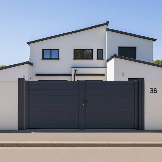 Portail battant Aluminium Plein - Largeur 4m - Hauteur 1m60 – Gris anthracite - Prêt à poser - Easy Clôture - Image 7