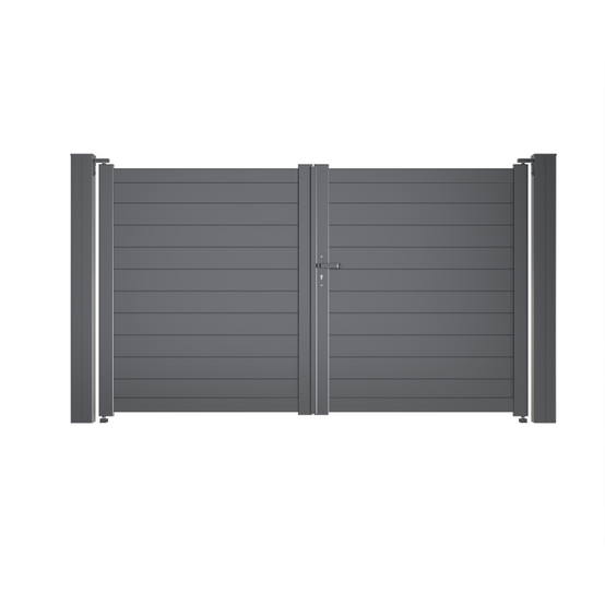 Portail battant Aluminium Plein - Largeur 4m - Hauteur 1m60 – Gris anthracite - Prêt à poser - Easy Clôture - Image 2