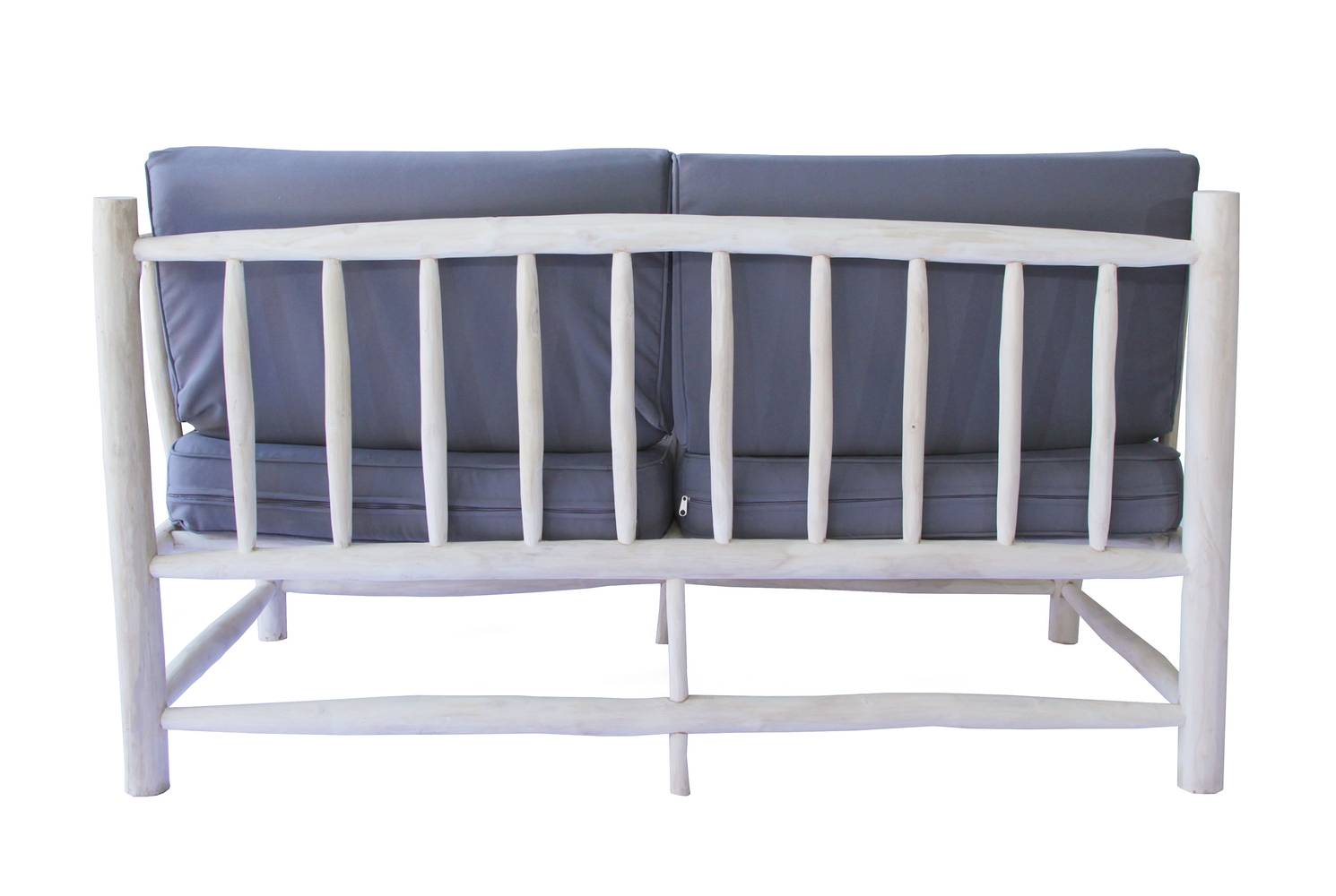 Fauteuil 2 personnes en teck avec coussin gris MOA - Image 3