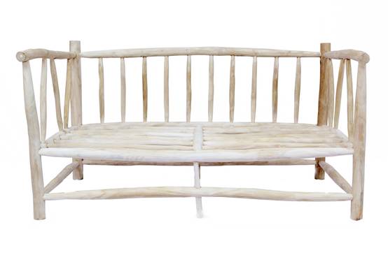 Fauteuil 2 personnes en teck avec coussin gris MOA - Image 4