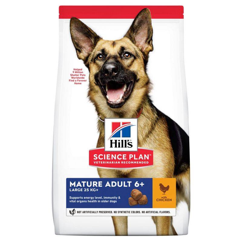 CROQUETTES CHIEN SCIENCE PLAN ADULT MATURE 6+ GRANDE RACE POULET - HILL'S 14 kg - Image 1
