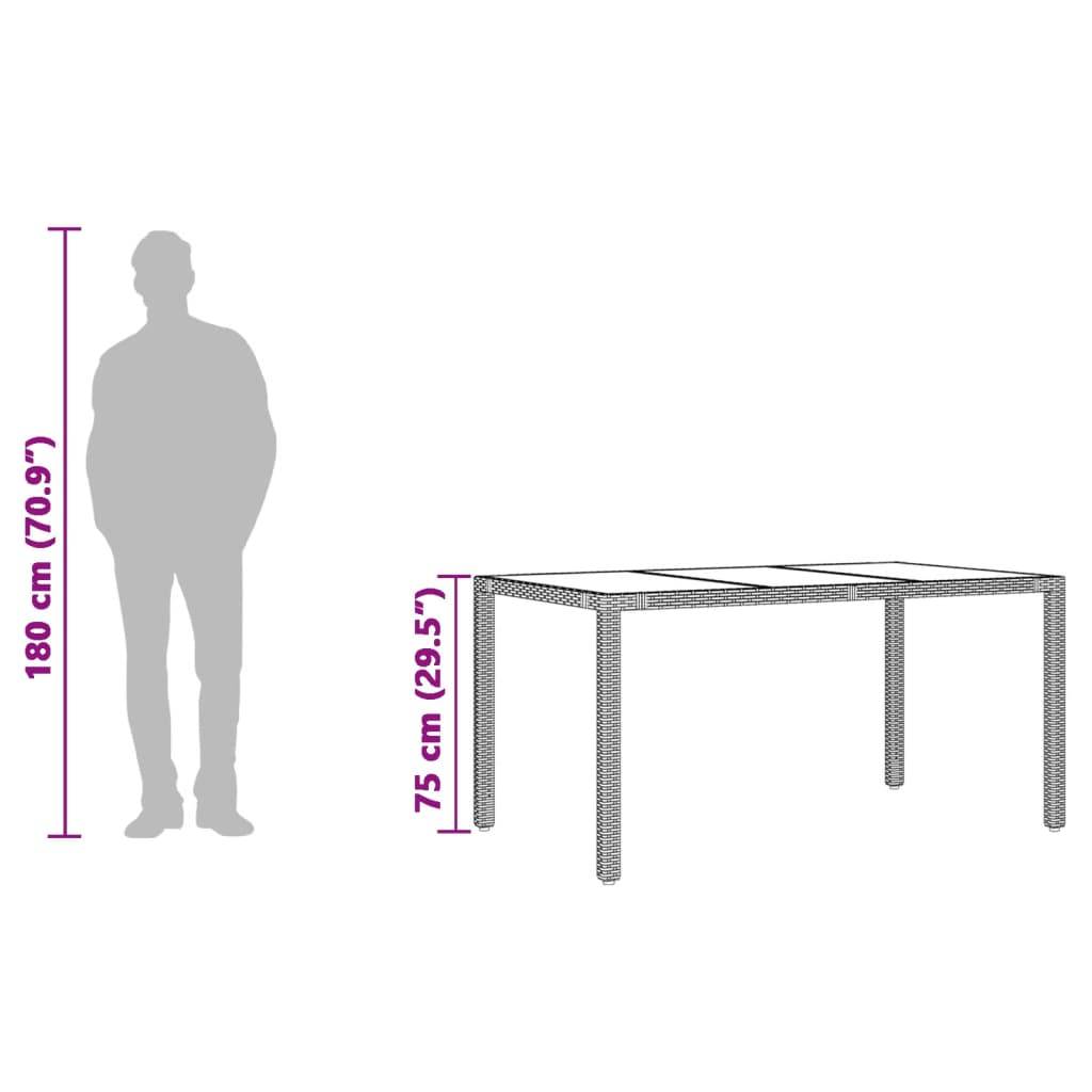 ComfortXL - Table de Jardin Grise 150 cm pour 6 Personnes, Mobilier en Résine Tressée et Plateau Verre – ComfortXL Outdoor Living - Image 10