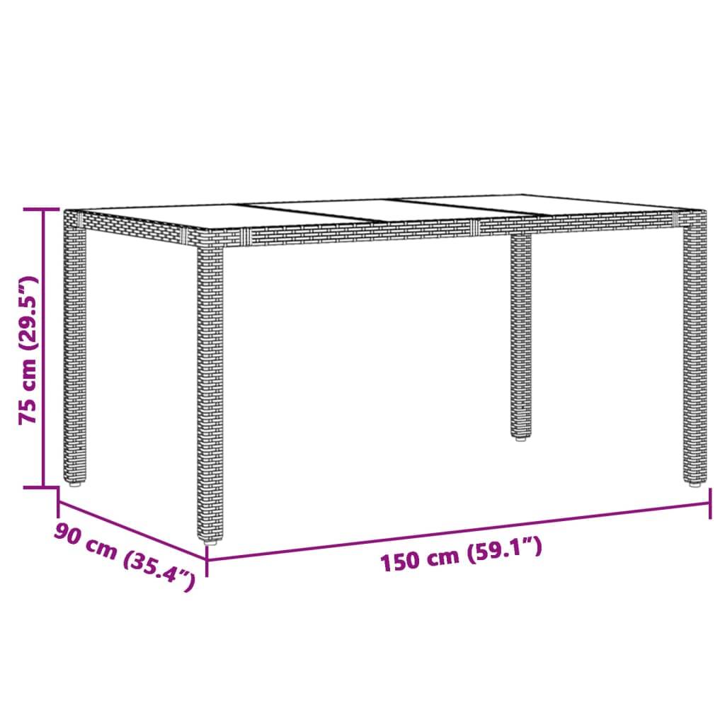 ComfortXL - Table de Jardin Grise 150 cm pour 6 Personnes, Mobilier en Résine Tressée et Plateau Verre – ComfortXL Outdoor Living - Image 7