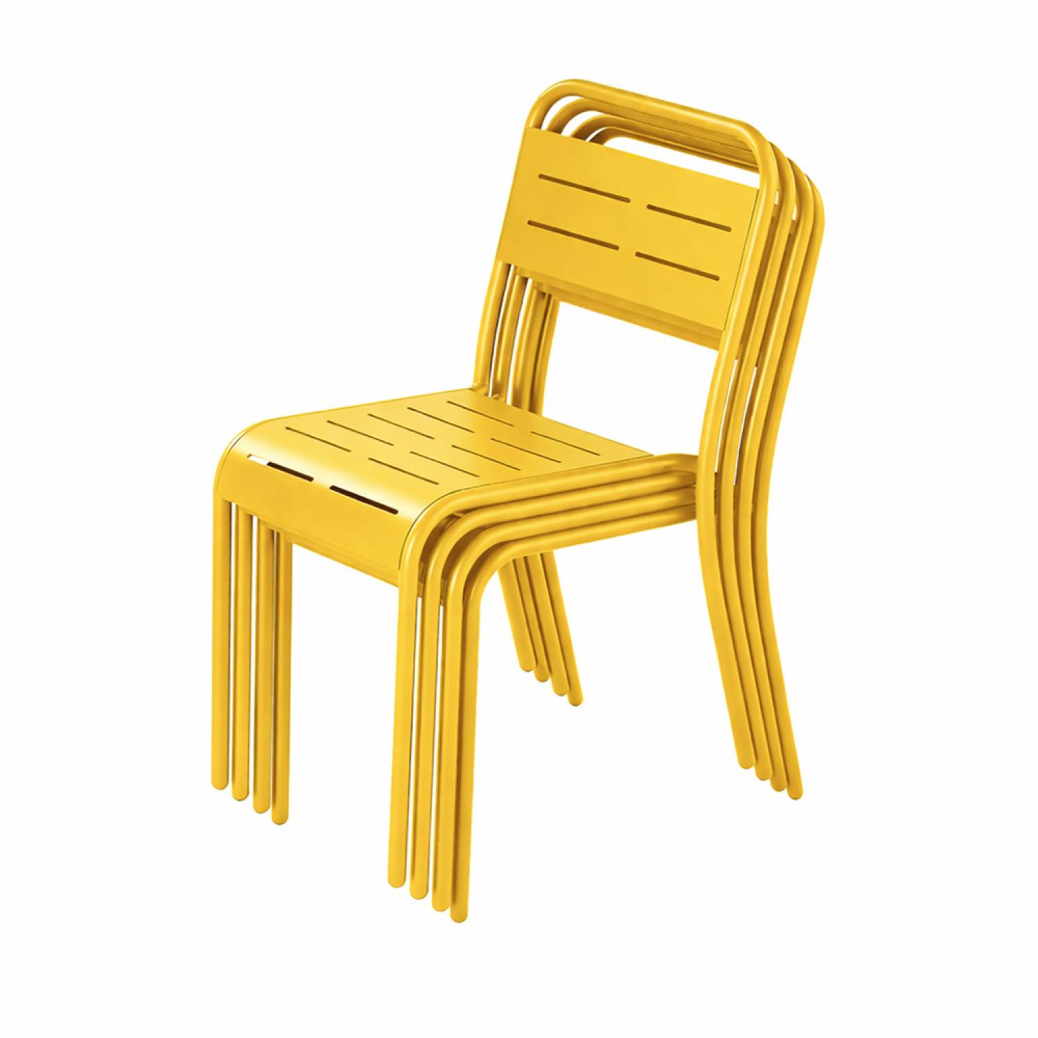 Ensemble table de jardin carrée 70cm et 4 chaises jaune BERGAME - Image 8