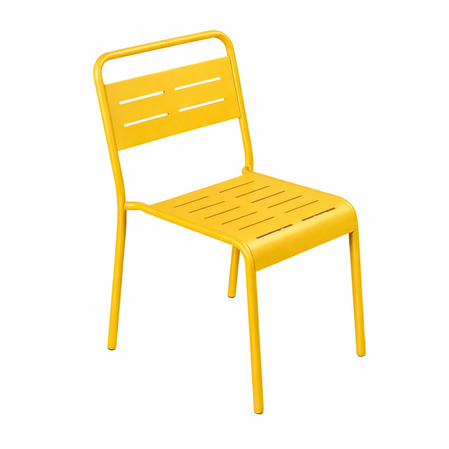 Ensemble table de jardin carrée 70cm et 4 chaises jaune BERGAME - Image 9