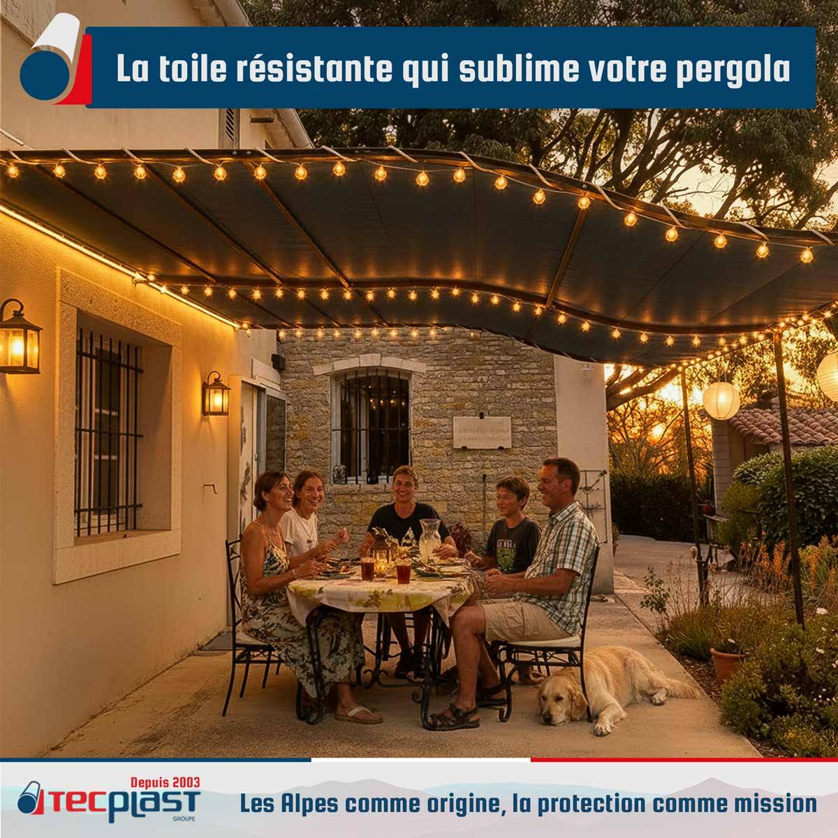 Tecplast - Pack Toile Pergola Gris Anthracite 3x4 m + Sandow Blanc 20m - Bâche Pergola prête à poser LP506PR Garantie 5 ans TECPLAST - Image 2