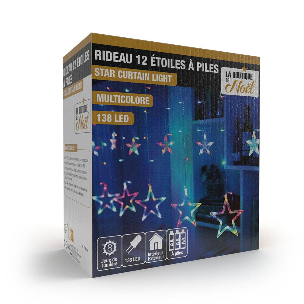 Rideaux lumineux étoilé avec LED à piles Unité Multicolore - Image 1