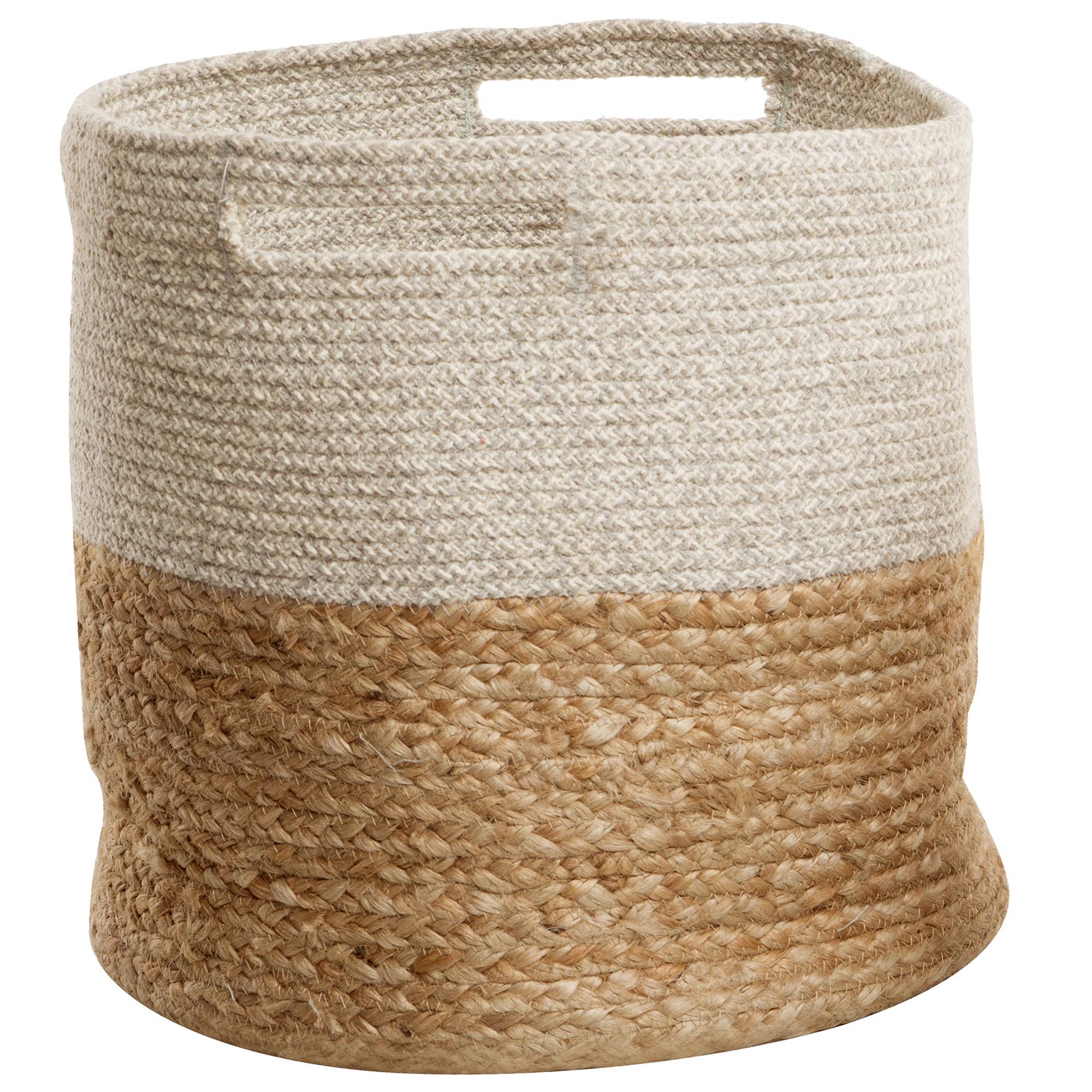 Beliani - Lot de deux Paniers en Coton et en Jute Beige et Blanc de Forme Cylindrique avec Anses solides Beliani - Image 4