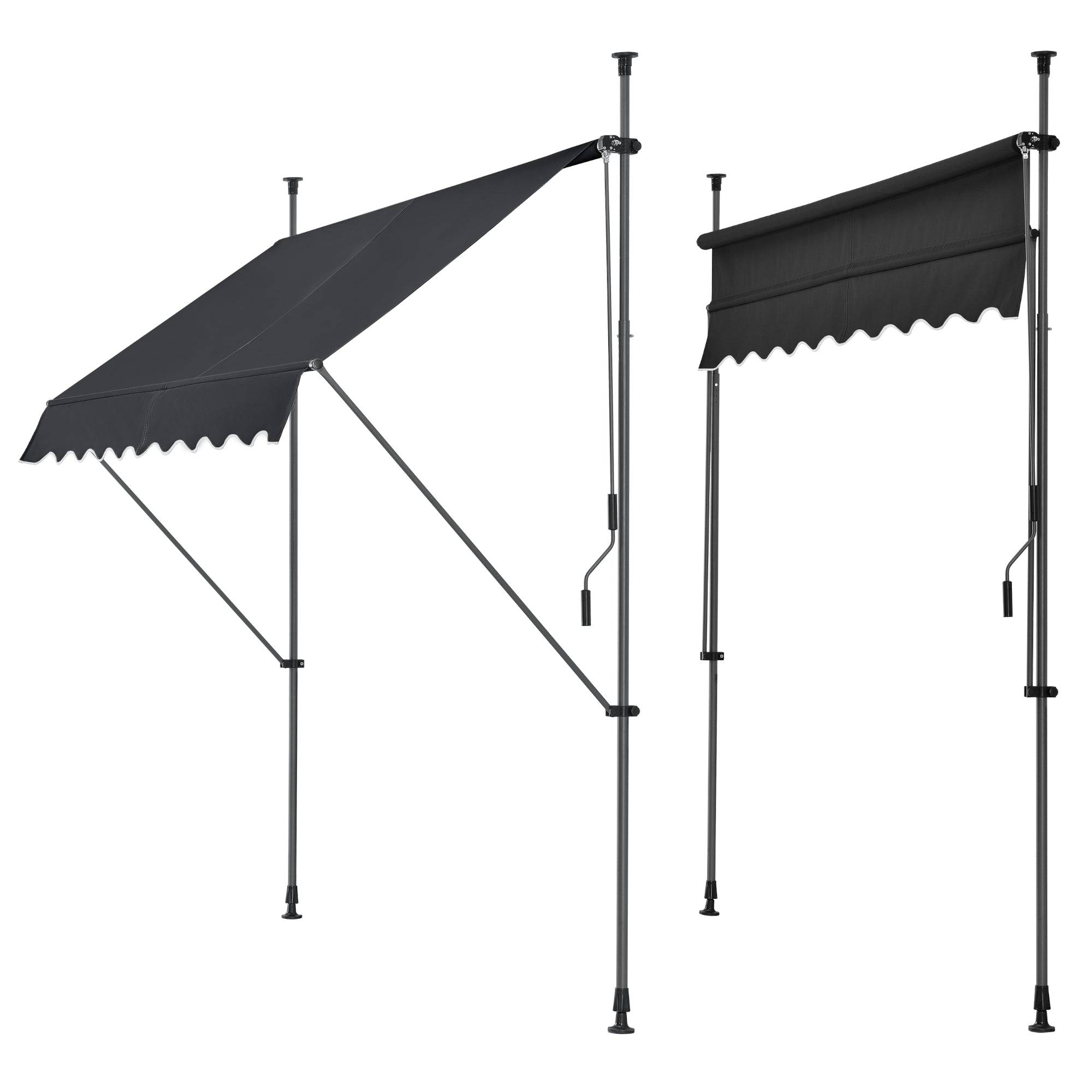 Helloshop26 - Store banne téléscopique acier polyester 400 x 120 x 200-300 cm noir - Image 1