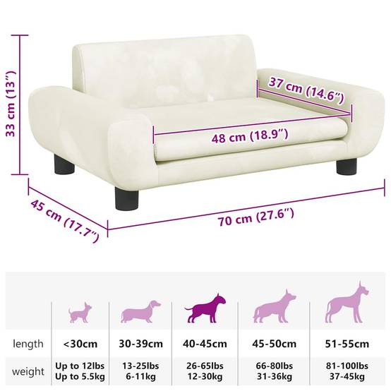 PANGIVO - Canapé pour chien velours et bois crème 70 x 45 x 33 cm - PANGIVO - Image 7