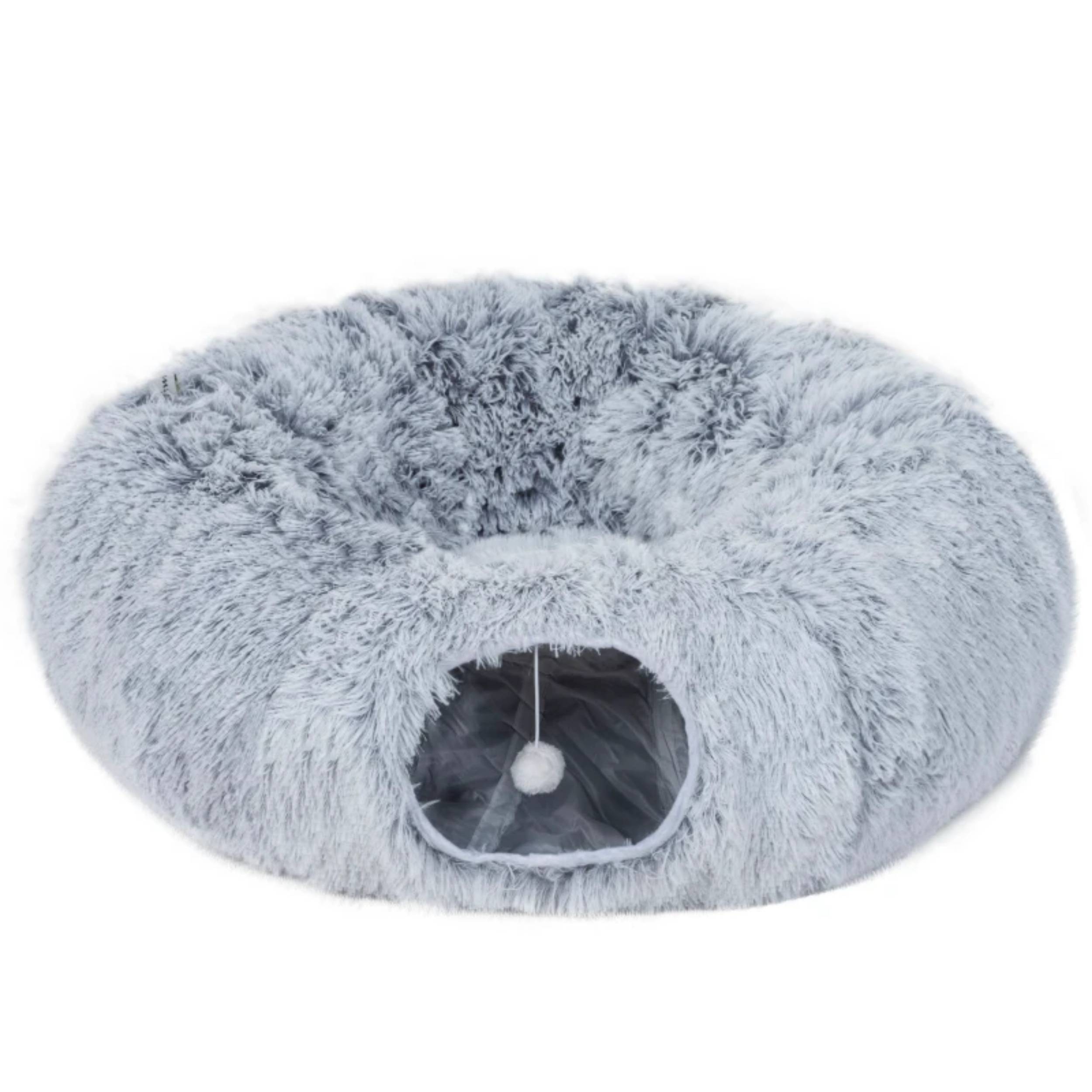 ComfortXL - Tunnel pour chat en peluche gris 90 x 80 x 27 cm lit donut modulable avec coussin lavable - ComfortXL Outdoor Living - Image 6