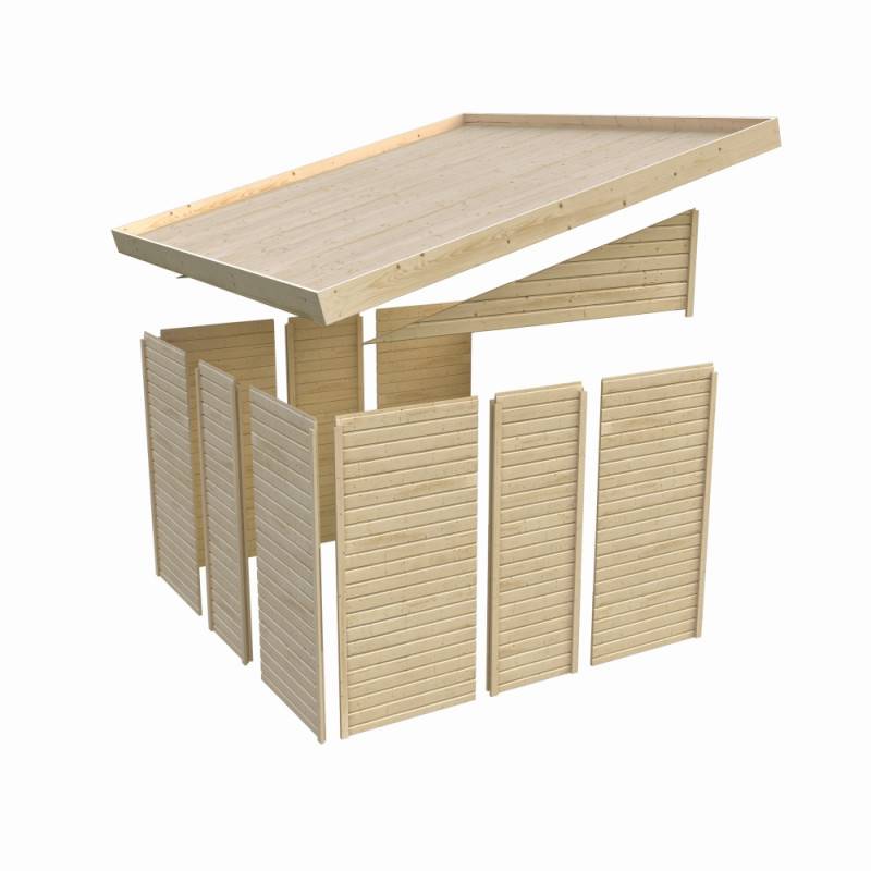 Abri de jardin adossé 4,18m² bois massif 19mm marron avec embase Karibu Bomlitz 2 - Image 7