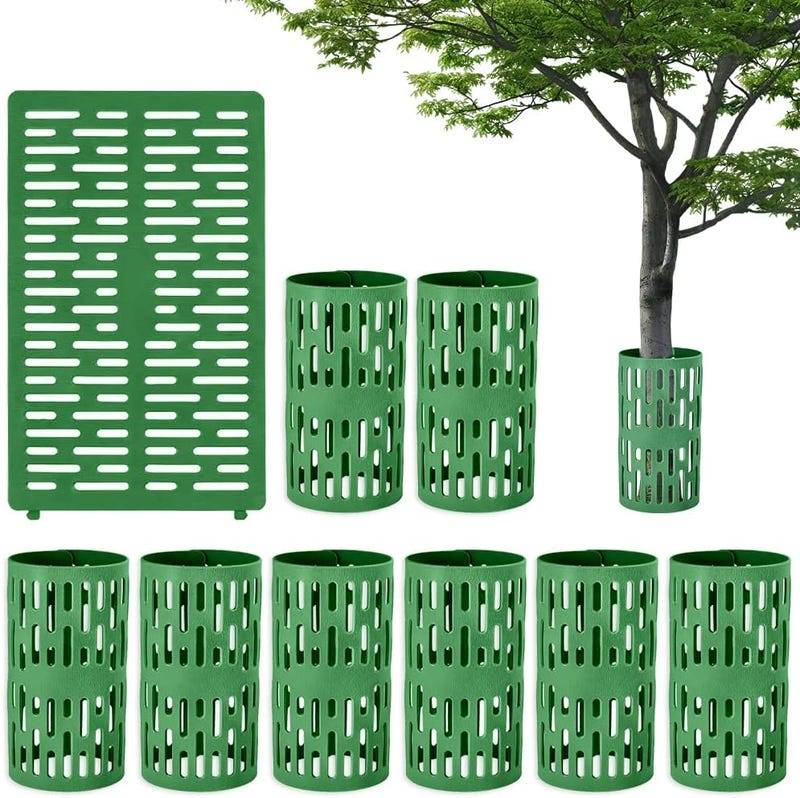 Lot de 9 protections de tronc d'arbre, plastique extensible avec trous de ventilation, protections de tondeuse à gazon, vert.33 x 20 cm-Lytech - Image 1