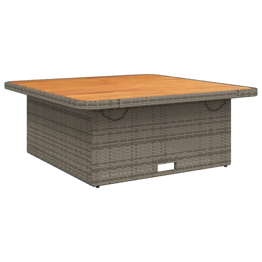 ComfortXL - Table de Salon de Jardin Grise 110x110cm à Hauteur Réglable, Résine Tressée et Bois Massif – ComfortXL Outdoor Living - Image 2
