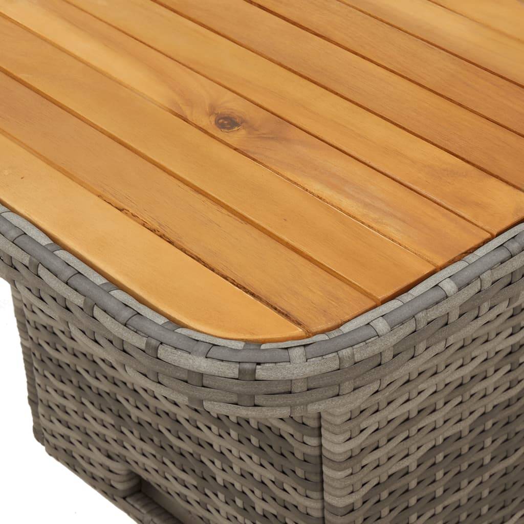 ComfortXL - Table de Salon de Jardin Grise 110x110cm à Hauteur Réglable, Résine Tressée et Bois Massif – ComfortXL Outdoor Living - Image 9