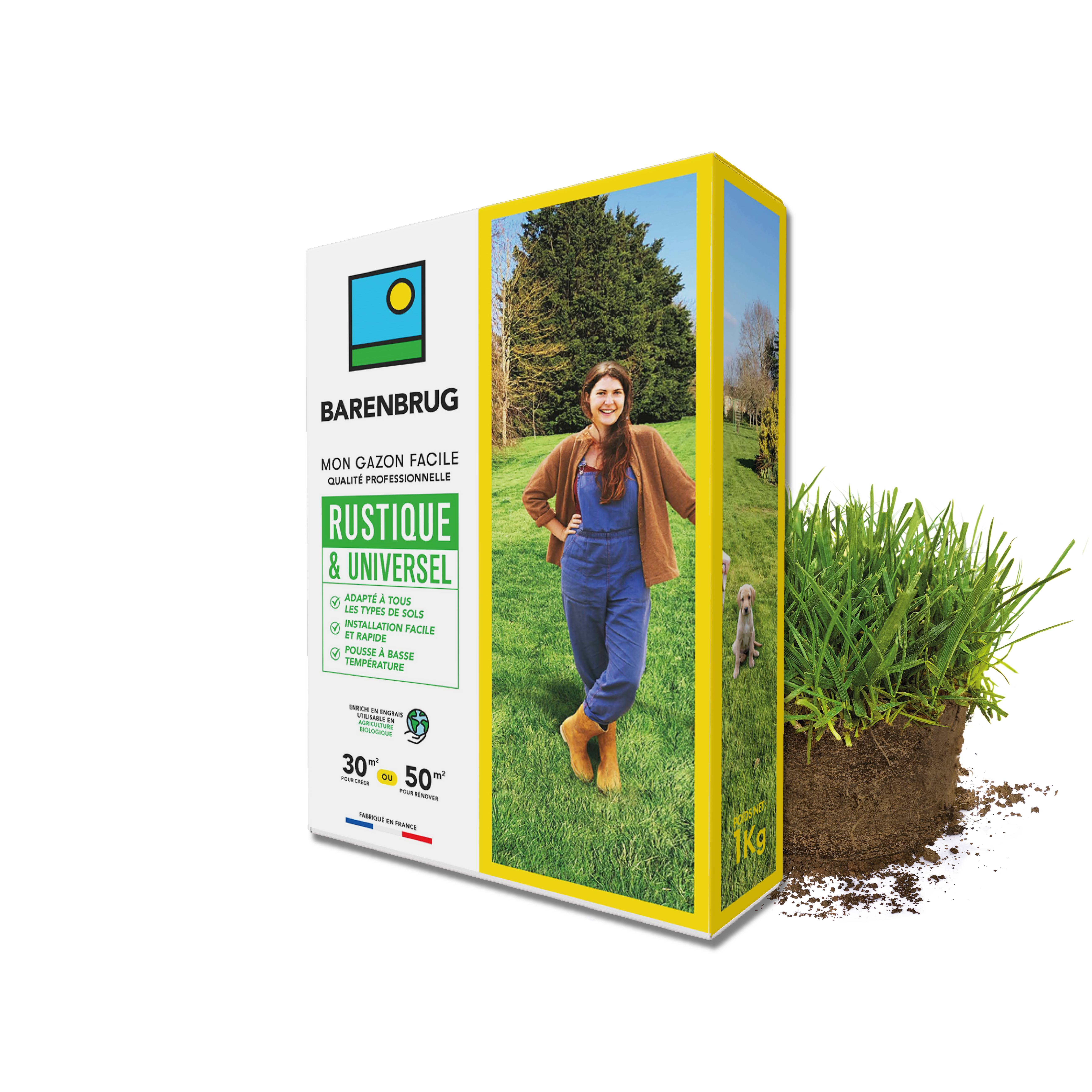 Barenbrug - Gazon Rustique & Universel - Adapté Tous Sols - Installation Facile et Rapide - Pousse à Basse Température - 1KG - BARENBRUG - Image 1