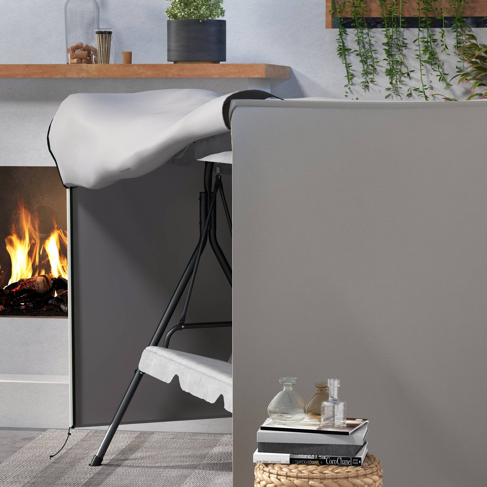 Housse de Protection Balancelle Polyester Résistant Intempéries 205x124x164cm Gris - ComfortXL Outdoor Living - Image 9