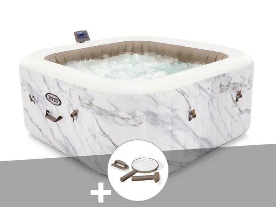 Kit spa gonflable Intex PureSpa Calacatta carré Bulles 4 places + Kit d'entretien - Image 1