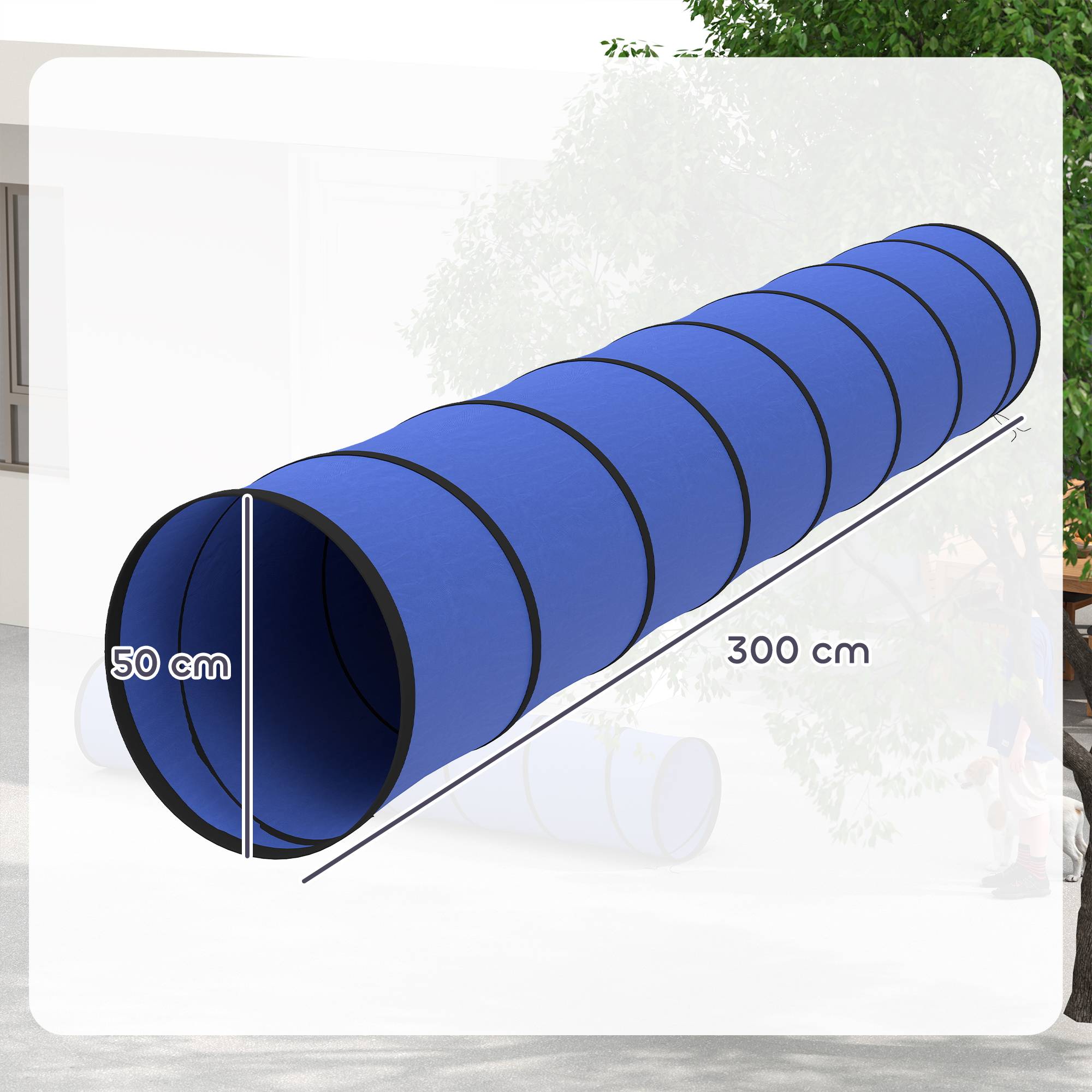 ComfortXL - Tunnel agilité chien en tissu Oxford 300 x 50 cm bleu avec 4 ancrages au sol - ComfortXL Outdoor Living - Image 5
