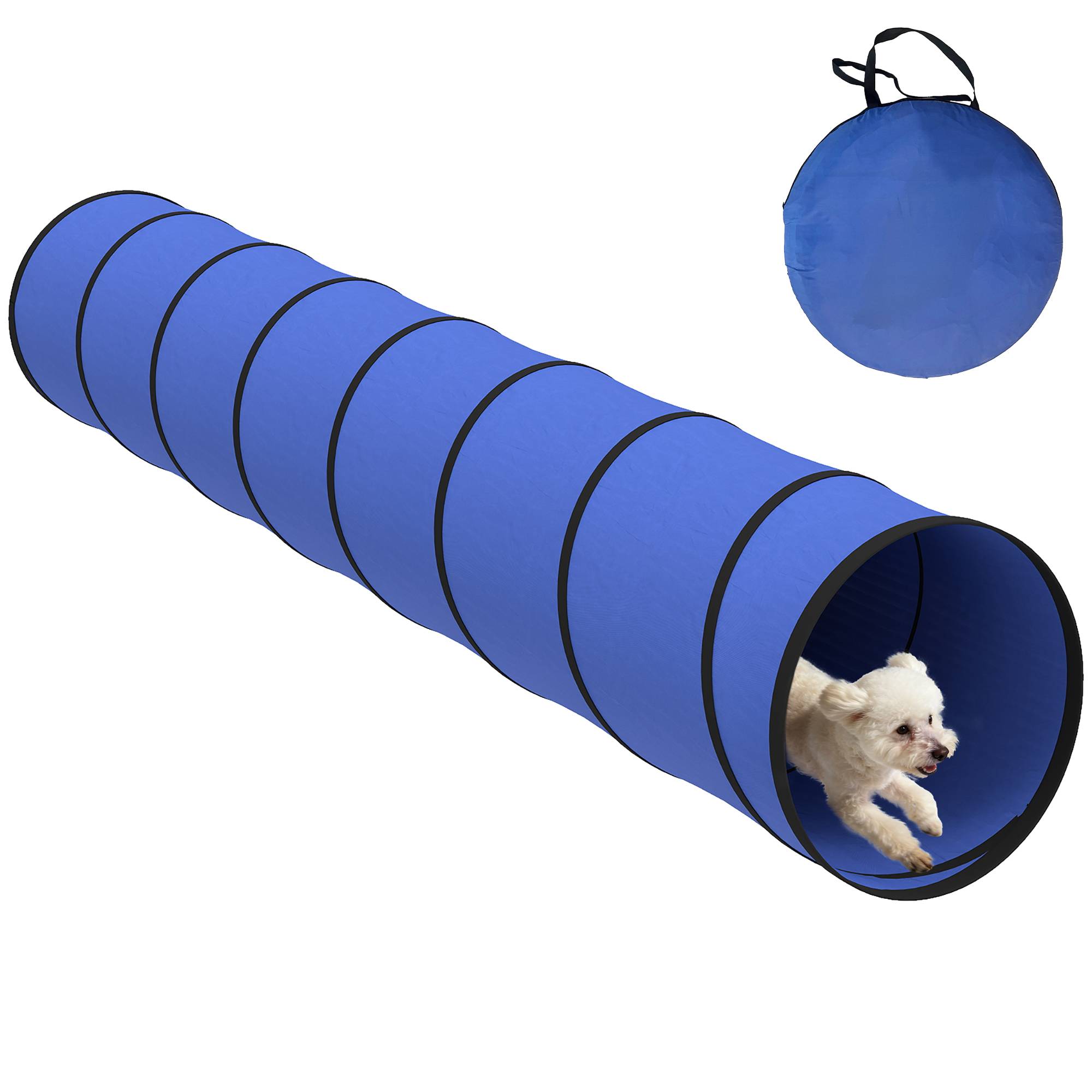 ComfortXL - Tunnel agilité chien en tissu Oxford 300 x 50 cm bleu avec 4 ancrages au sol - ComfortXL Outdoor Living - Image 1