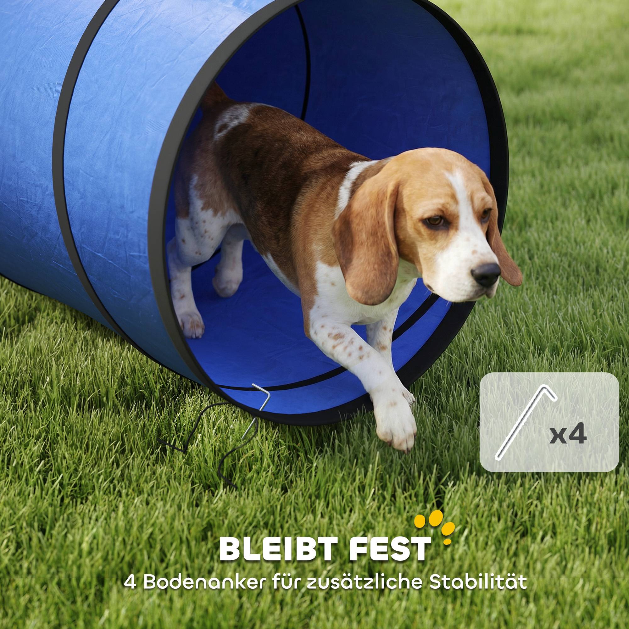 ComfortXL - Tunnel agilité chien en tissu Oxford 300 x 50 cm bleu avec 4 ancrages au sol - ComfortXL Outdoor Living - Image 8