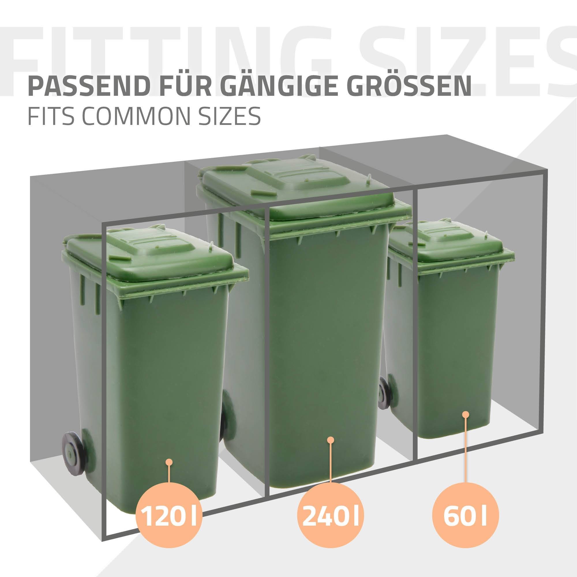 Abri pour 1 poubelle 68x80x124 cm capacité de 60L à 240L anthracite/aspect chêne en acier avec toit pour plantes et porte résistant aux intempéries - Image 7