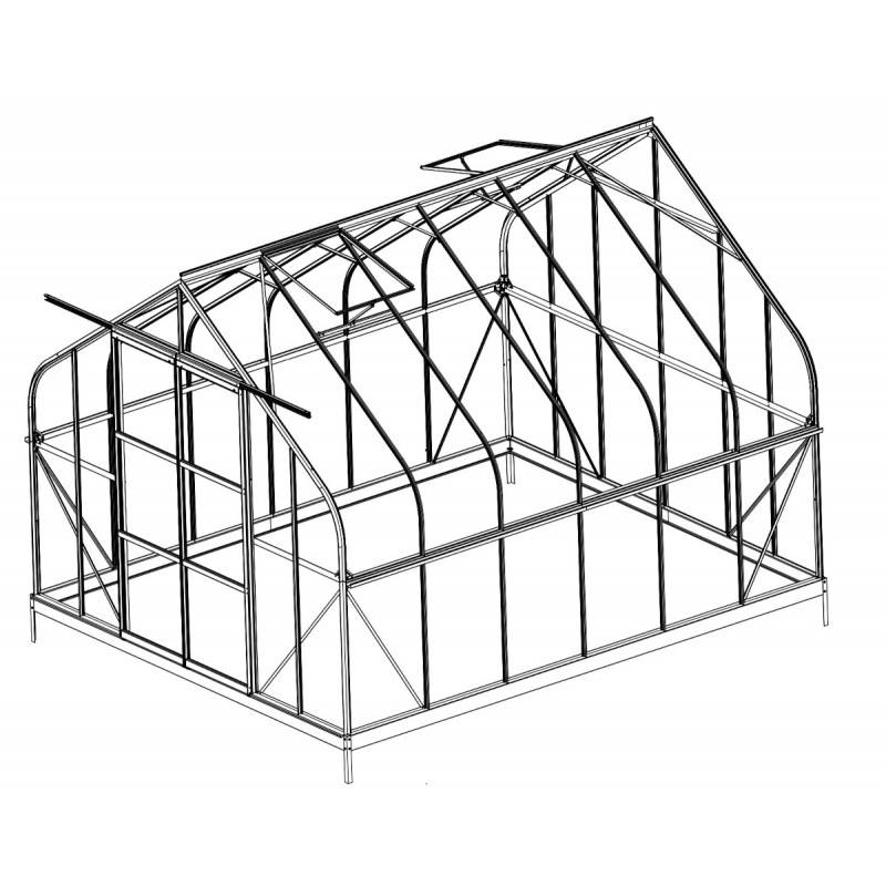 Serre de jardin 11m² en aluminium anthracite verre trempé 4mm avec embase Green Protect Comtesse - Image 5