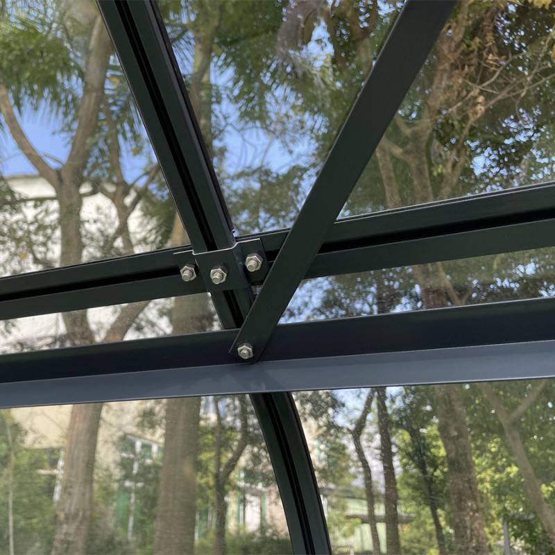 Serre de jardin 11m² en aluminium anthracite verre trempé 4mm avec embase Green Protect Comtesse - Image 7