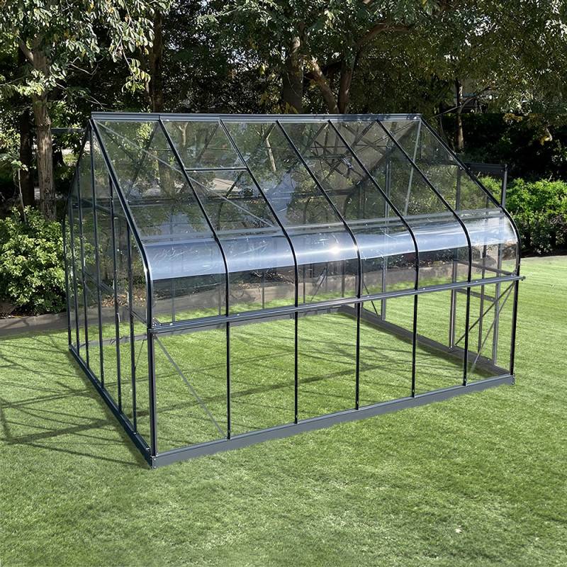 Serre de jardin 11m² en aluminium anthracite verre trempé 4mm avec embase Green Protect Comtesse - Image 3