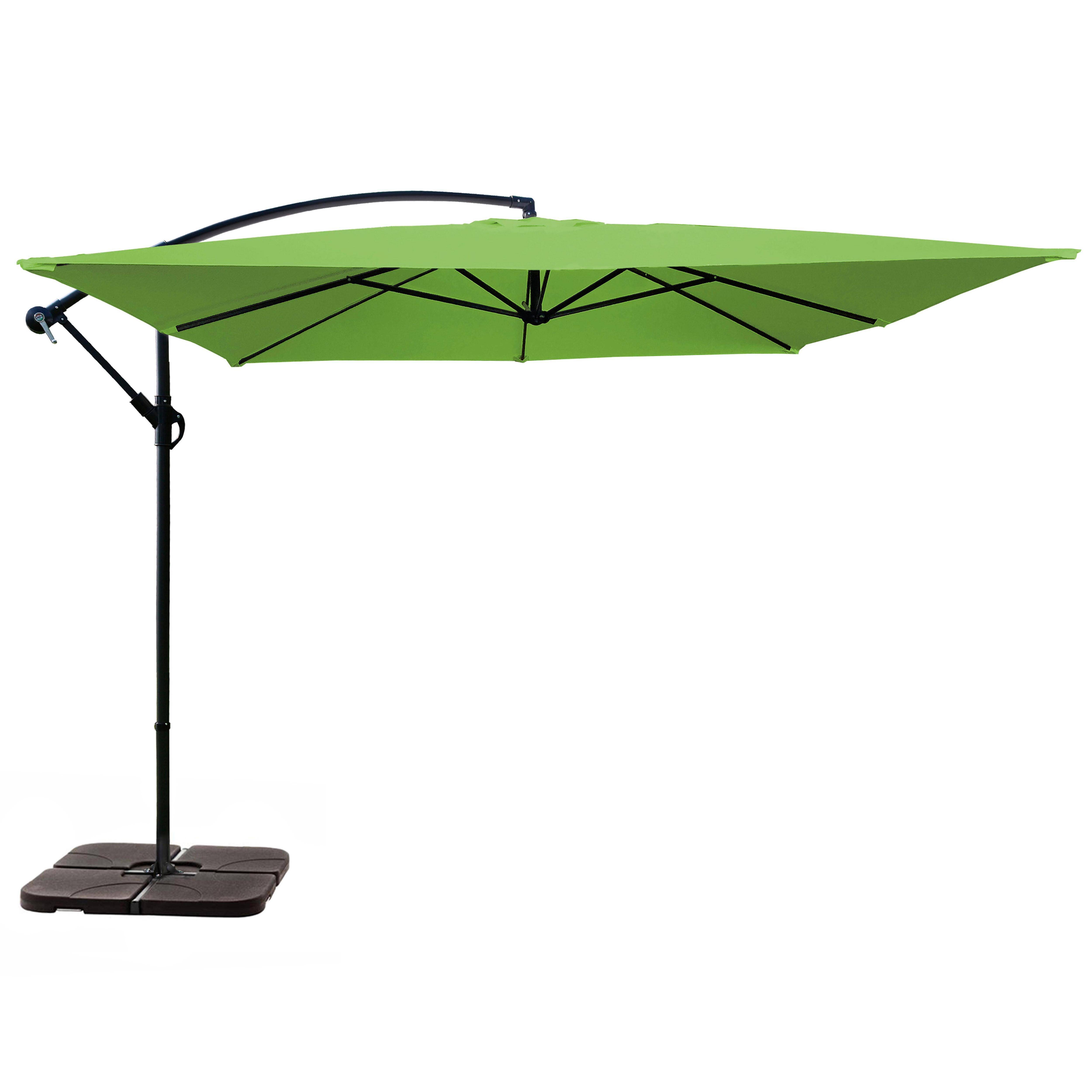 Oviala - Parasol déporté 3x3m et 4 dalles à remplir acier vert Genova - Oviala - Image 1