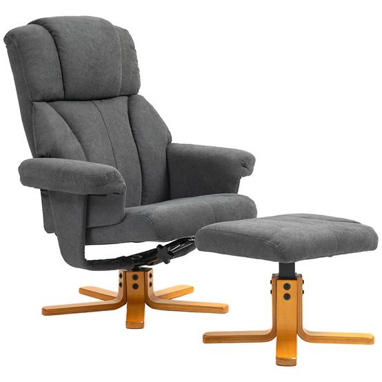 Sans Marque - Fauteuil relax avec repose-pied, fauteuil de relaxation, dossier inclinable, assise rembourrée, 79x80x104cm, gris foncé - Image 2