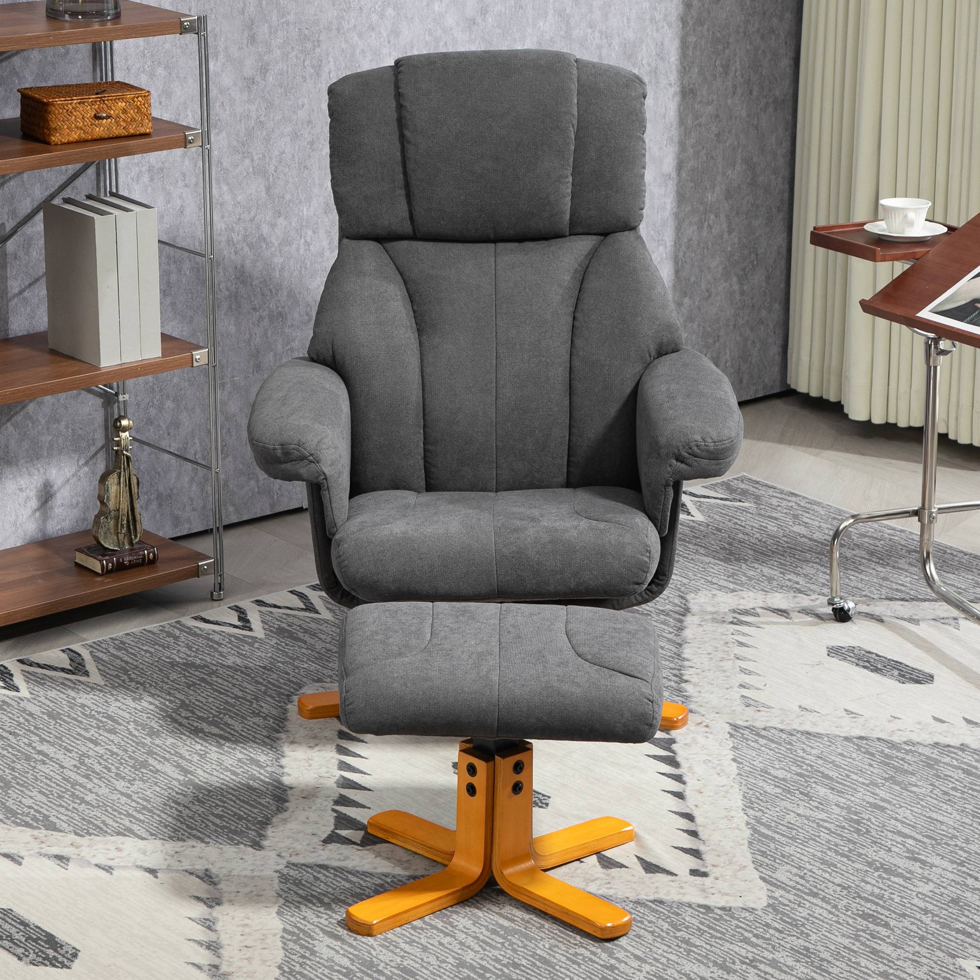 Sans Marque - Fauteuil relax avec repose-pied, fauteuil de relaxation, dossier inclinable, assise rembourrée, 79x80x104cm, gris foncé - Image 10