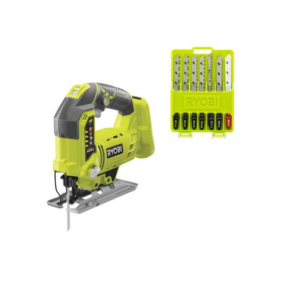 Ryobi - Pack RYOBI - Scie sauteuse pendulaire R18JS-0 - 18 V One+ - Sans batterie ni chargeur - Coffret de 10 lames spéciales scie sauteuse RAK10JSBWM - Image 1
