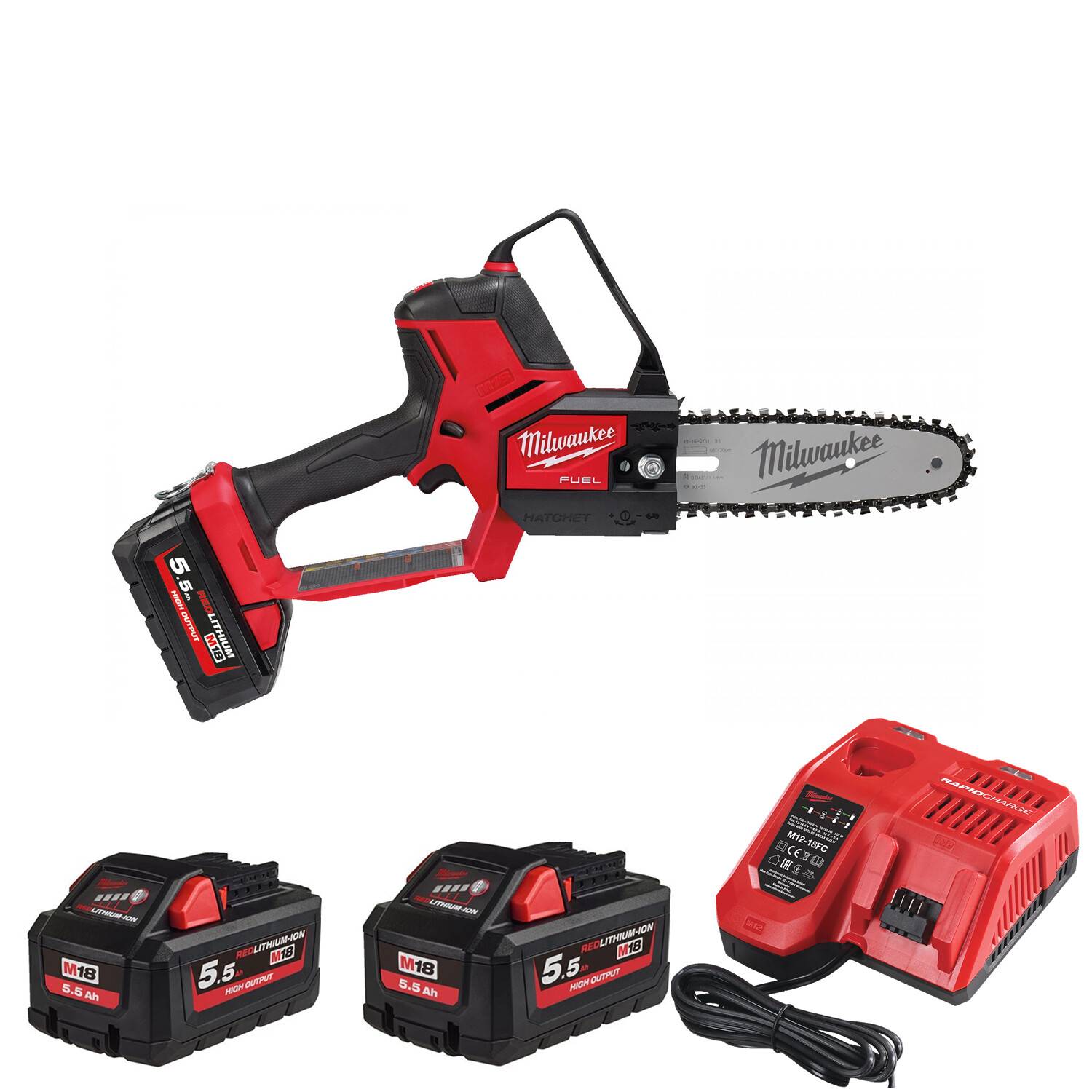 Élagueuse HATCHET™ 20 cm M18 FUEL™ - MILWAUKEE - avec 2 batteries 5,5Ah - chargeur - 4933480118 - Image 1