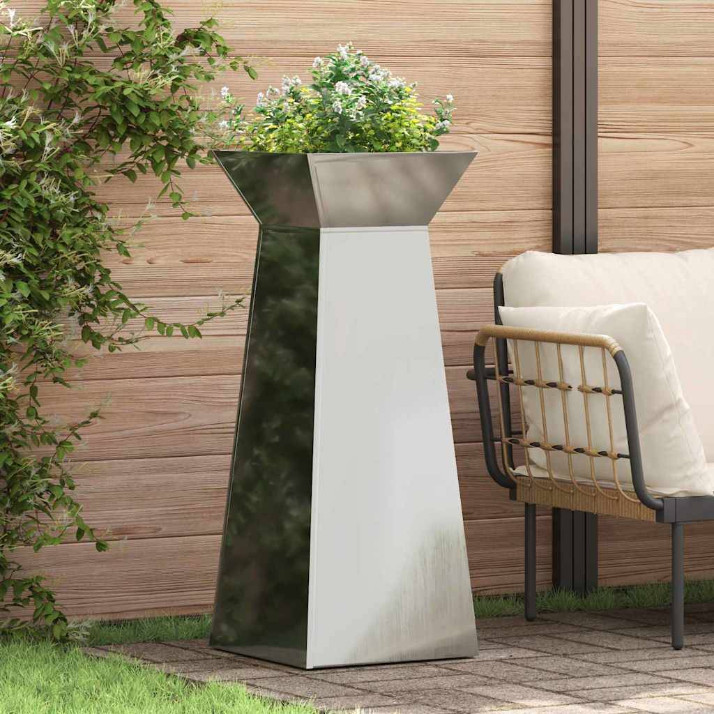 ComfortXL - Grande Jardinière Colonne 100cm Acier Argent, Pot Haut Design Pilier pour Plantes, Décoration Extérieure Moderne – ComfortXL Outdoor Living