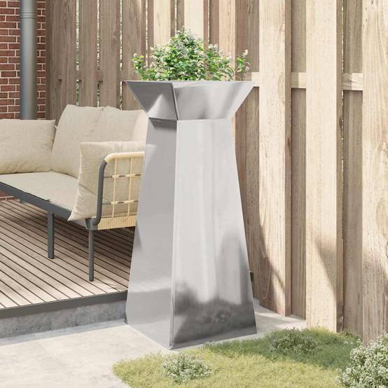 ComfortXL - Grande Jardinière Colonne 100cm Acier Argent, Pot Haut Design Pilier pour Plantes, Décoration Extérieure Moderne – ComfortXL Outdoor Living - Image 4