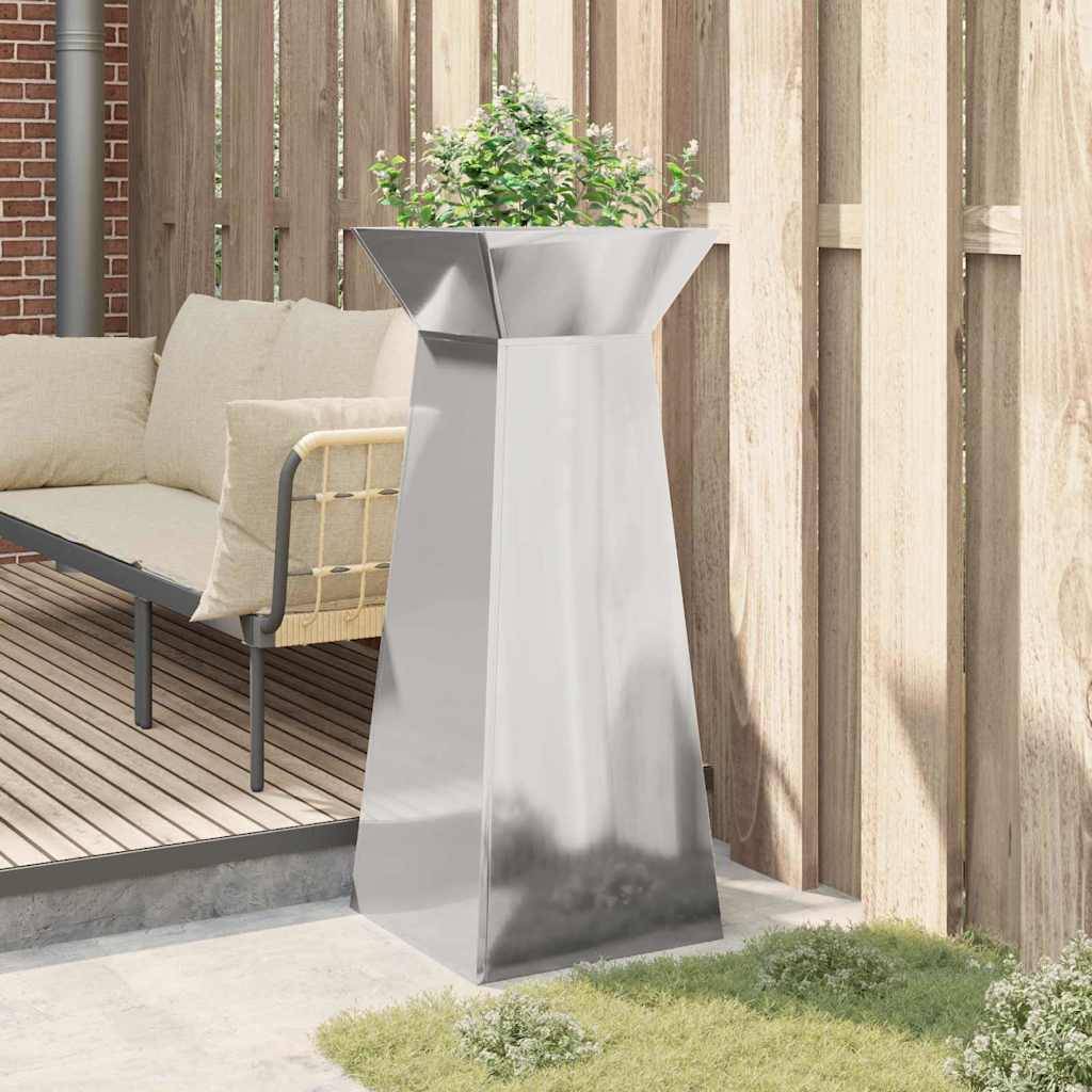 ComfortXL - Grande Jardinière Colonne 100cm Acier Argent, Pot Haut Design Pilier pour Plantes, Décoration Extérieure Moderne – ComfortXL Outdoor Living - Image 4