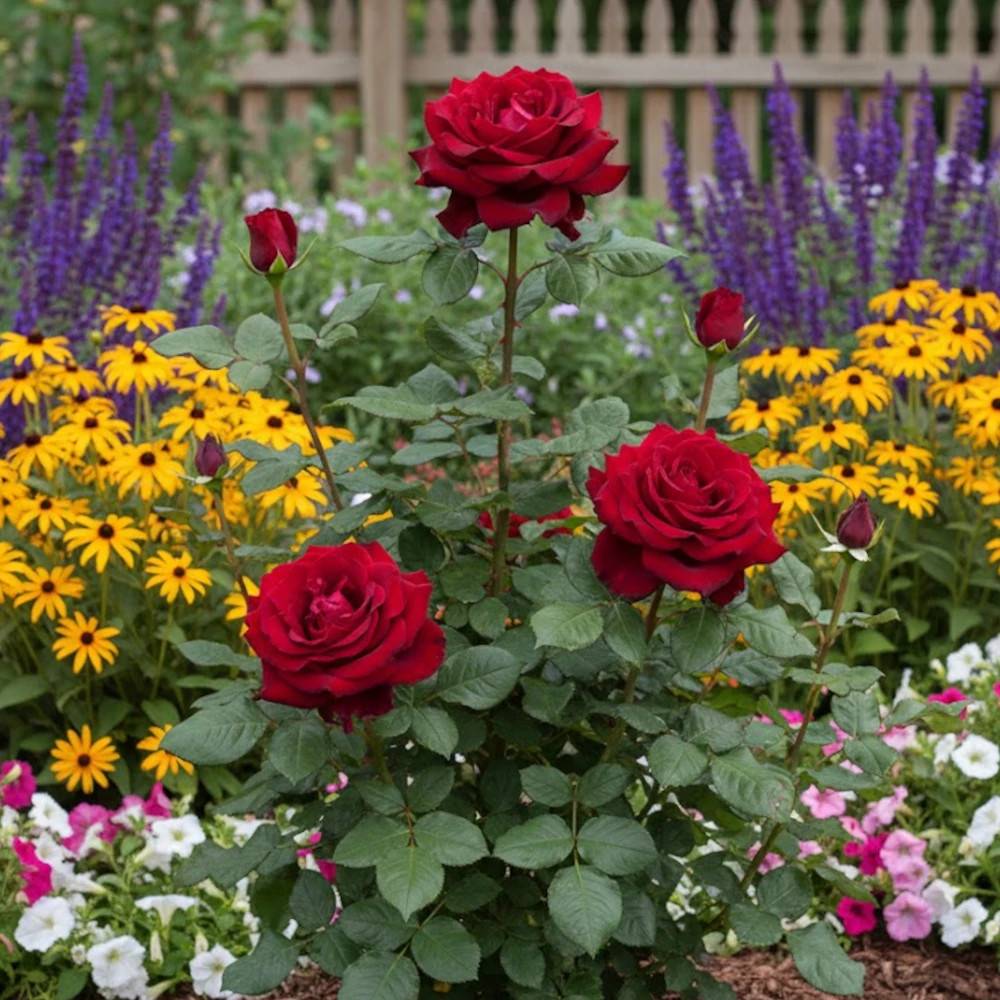 Rosier à grandes fleurs Magie Noire® 'Fryclaret' à fleurs Rouge/ - feuillage Caduc - Pot de 3L - 20/40 cm
