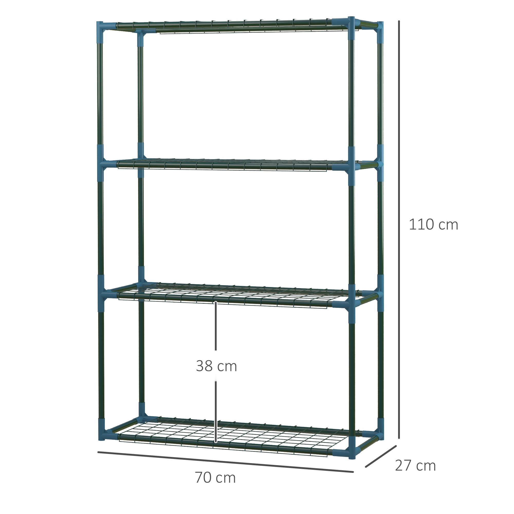 Sans Marque - Lot de 2 Étagères à Fleurs en acier 4 Niveaux Intérieur et Extérieur, support de plantes 70 x 27 x 110 cm, vert - Image 5