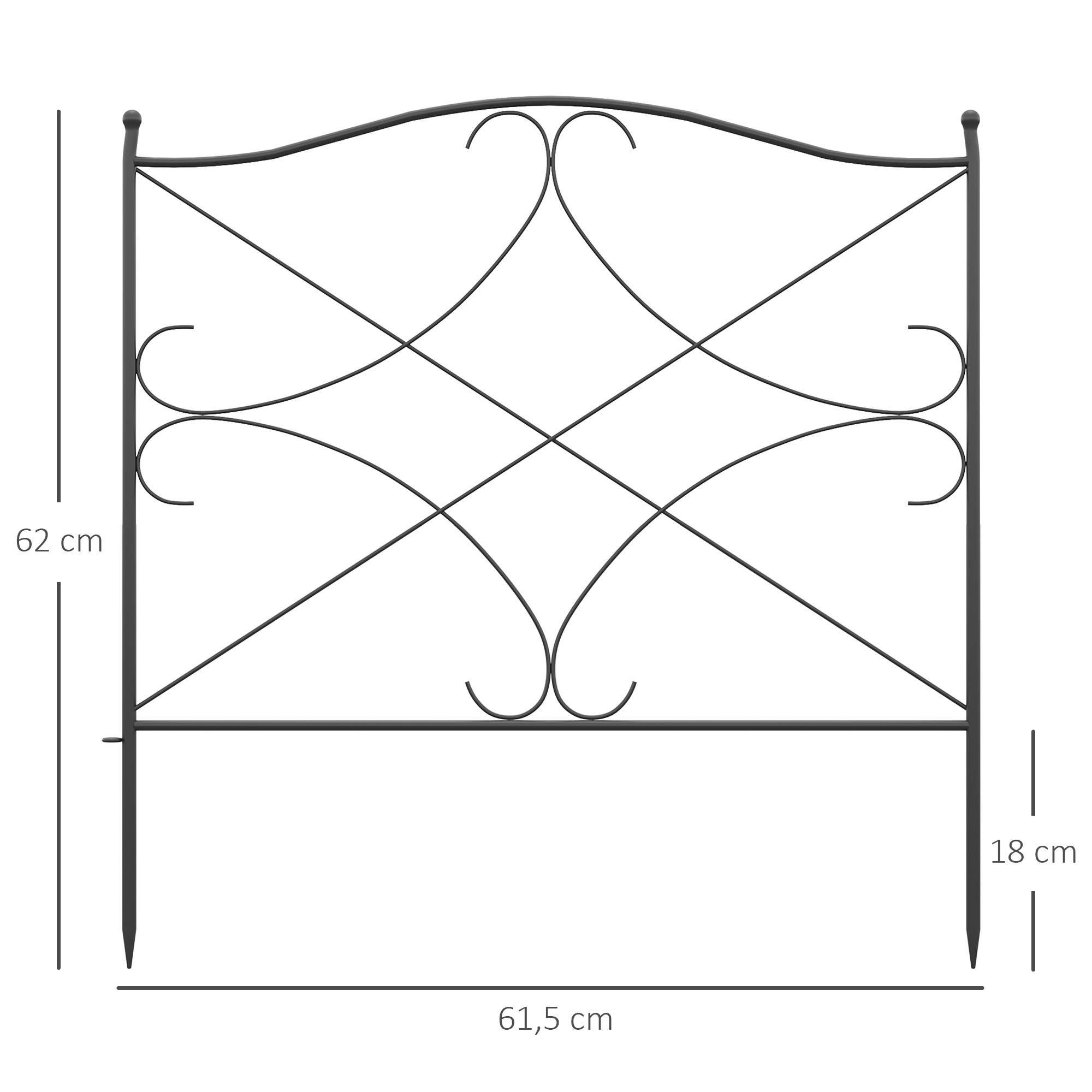 Outsunny - Lot de 5 clôtures de jardin décoratives en métal avec ornements - dim. totales 305L x 62H cm - noir - Outsunny - Image 3