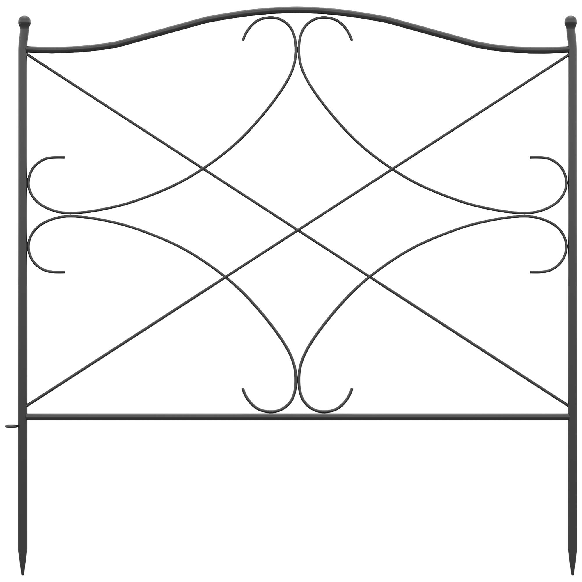 Outsunny - Lot de 5 clôtures de jardin décoratives en métal avec ornements - dim. totales 305L x 62H cm - noir - Outsunny - Image 9