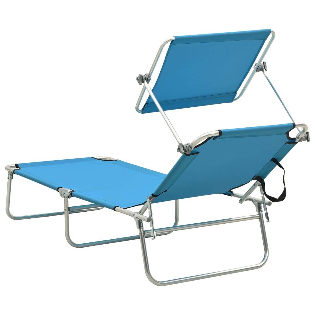 ComfortXL - Transat Aluminium Pliable Pare-Soleil Bleu – ComfortXL Outdoor Living - Image 5