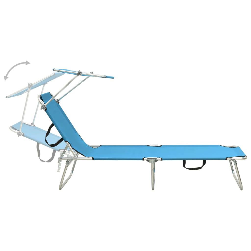 ComfortXL - Transat Aluminium Pliable Pare-Soleil Bleu – ComfortXL Outdoor Living - Image 4